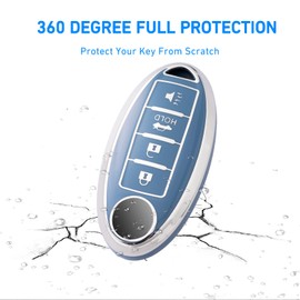 Flensent Key Fob Cover with Keychain for Nissan Altima Sentra Rogue Pathfinder Murano Armada Maxima (4-Blue)