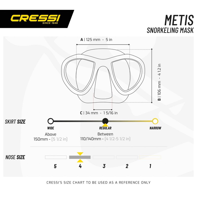 CRESSI Metis Action Cam Mask Black/Black - Unisex Reduced Volume