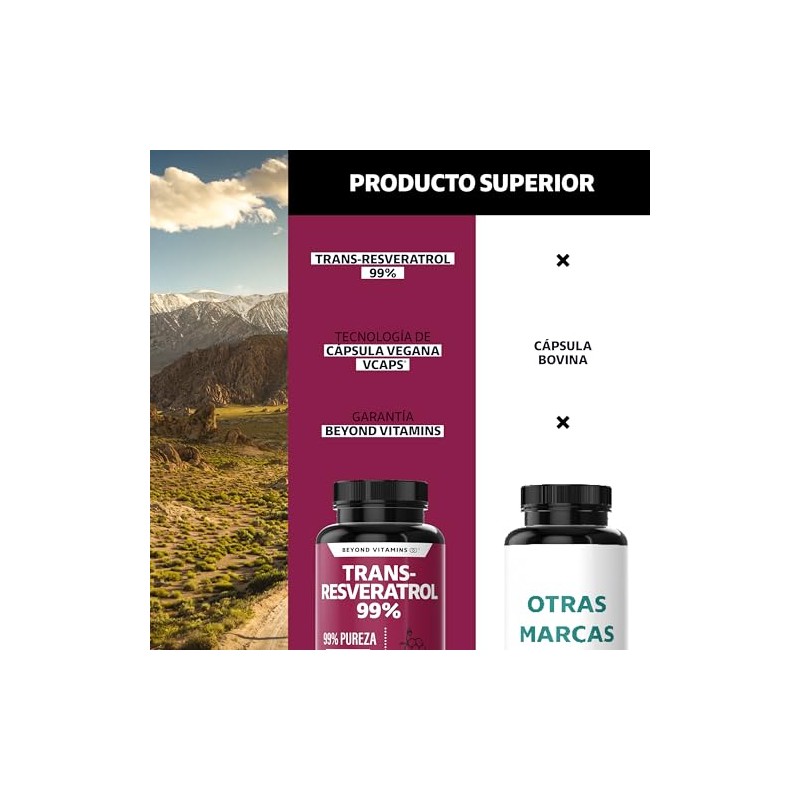 Trans-Resveratrol 99 Alta Concentracin de Resveratrol Blanco Cpsulas Veganas Calidad