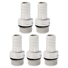 PATIKIL Hose Barb Fitting Straight 15mm Barbed G1/2 Male Thread, 5 Pack POM Plastic Pipe Connector, Grey