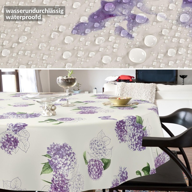 ANRO Oilcloth Tablecloth Wax Tablecloth Washable Garden Tablecloth Round Oval