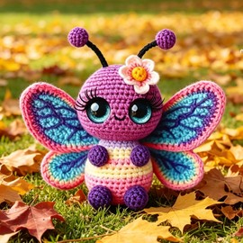 POETRYDRAW Butterfly Crochet Starter Kit for Beginners & Adults DIY Crochet Animal Kits Crocheting Knitting Kit for Crochet Lovers (Purple)