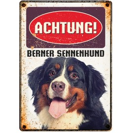 Plenty Gifts Metal Sign Vintage Caution Bernese Mountain Dog