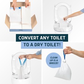 Lunderg Toilet Liners with Super Absorbent Pads - Value Pack 20 Disposable Toilet Bags - Universal Fit - Convert any WC into a Dry Flush - Emergency & Natural Disaster Preparedness Must Have