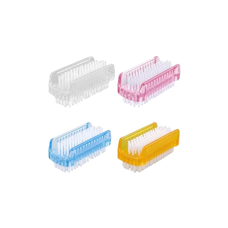 4 Pcs Double Sided Nail Brush, Nail Cleaning Brush, Plastic