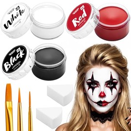 Spooktacular Creations- Kit de maquillaje de Halloween de 8 piezas, 3 pinturas faciales y corporales, base de aceite, 3 pinceles para pintar, 2 cuchar