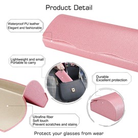WANXIN Portable Eyeglass Case Eyeglasses Bag for Reading Glasses Spectacles and Small Sunglasses, Sturdy Pocket Size Cases(Pink)