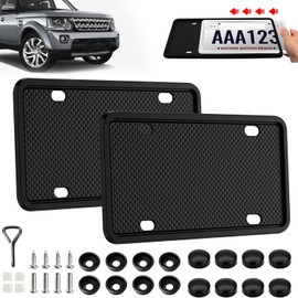 VEKENSEE Marco de Matrícula, 2 Pack (31x16cm) Porta Placas de Silicona, Universal Soportes para MatríCula con Accesorios de Montaje para Auto, Antióxido, Antivibración（Negro）