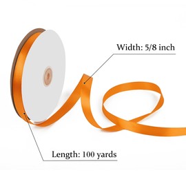 Gliberli - Cinta de satén naranja de 5/8 pulgadas x 100 yardas, cintas de tela para envolver regalos, ramo de costura, manualidades, decoración del hogar, cabello floral