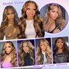 BYWEEW Honey Blonde Ombre Lace Front Wig Human Hair Highlight