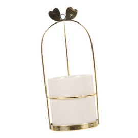 Gatuida Ceramic Utensil Holder Metal Frame Decorative Kitchen Cutlery Organizer for Countertop 10-inch Tall Stylish Home Decor Suitable for Spoons Chopsticks and Silverware