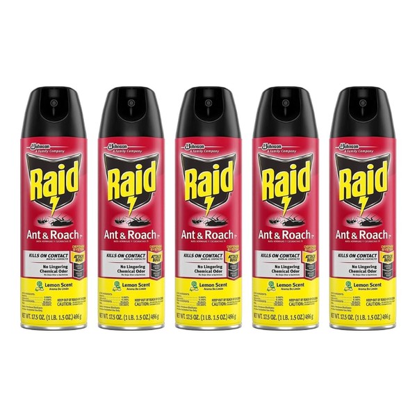 Raid Ant & Roach Killer Lemon Scent 1.09 Pound (Pack of 5)