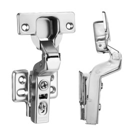Luokim 2pcs Professional Grade Inset Soft Close Cabinet Hinges Frameless Concealed Cabinet Door Hinges European Cabinet Hinges Four-Hole Mounting Plate Hinges Nickel Plated Finish