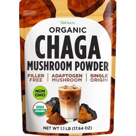 Gya Tea Co Chaga - Polvo de hongos 1 libra (17.8 oz) - Extracto de hongo Chaga para bebidas, batidos, superalimento nootrópico ayurvédico para...     