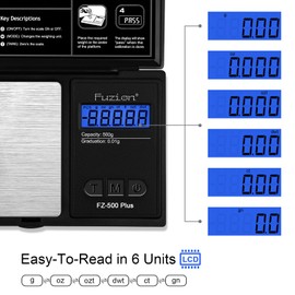 Fuzion Digital Pocket Gram Scale .01 Gram Accuracy, 500g Small Coin Scale, Jewelry Scale, Digital Gram Scales for Food, Herb, Spice - Weight Gram and Oz