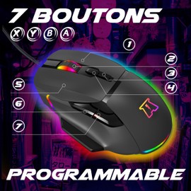AKUMA Souris Gaming Otaku M05 12800 DPI RGB Programmable Black