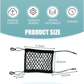 Sumjig 1 PC Car Separator Mesh Between Front Seats, 11.4" x 10.2" Double Layer Coarse Mesh Pet Anti-falling Safety Barrier, Portable Multifunctional Organizer Accessory, Suitable for Cars (Black)