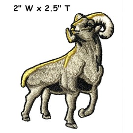 Big Horn Ram Yellowstone Animals Embroidered Patch DIY Iron-on or Sew-on Decorative Badge Emblem Vacation Souvenir Travel Gear Clothes Appliques Bears Wolves Mountains National Park Wildlife