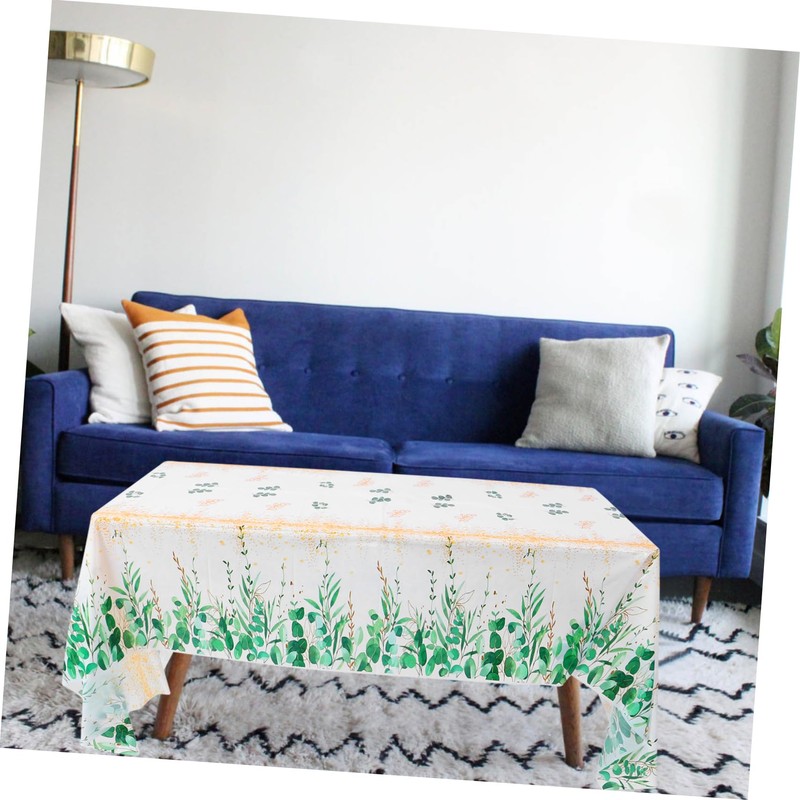 Hohopeti Party Tablecloth Sage Green Dinner Tablecloth Leaf Pattern Decorative
