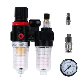 DewinLVD Pressure Regulator Compressed Air, Pressure Regulator Maintenance Unit 1/4 Inch Water Separator with Pressure Gauge Compressor with Quick Coupling