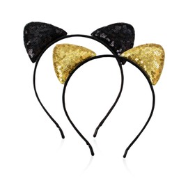 2 Pieces Cat Ear Headbands, Sequin Headbands, Creative Styling Headbands, Cute Headbands, Party Clothing Accessories