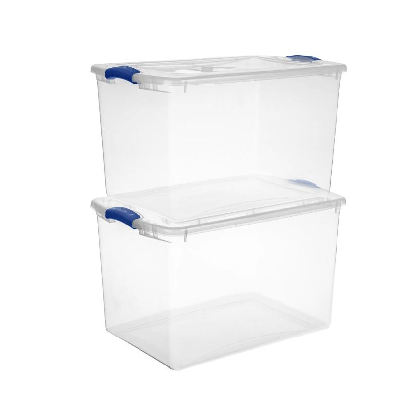 Sterilite 66 Quart Latch Box, Clear Plastic Storage Bin with
