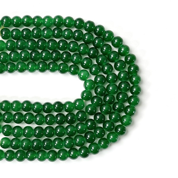 ZHFMLY 300pcs Green Glass Candy Beads Handcrafted Round Lampwork Smooth