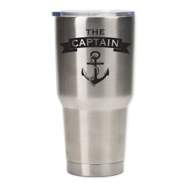 Elanze Designs The Captain Black Anchor 30 ounce Stainless Steel Travel Tumbler Mug