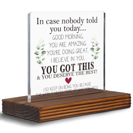 Inspirational Motivational Positive You Are Amazing Quote Clear Desk Decorative Sign, You Got This and Deserve the Best Affirmation Sign Gift for Coworker Friends Family Kids EC101