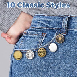 100 Sets Jeans Button Replacement, Removable 17 mm Metal Buttons for Jeans, No Sew Buttons for Women and Men Jeans Clothing Accessories with Screw Storage Box