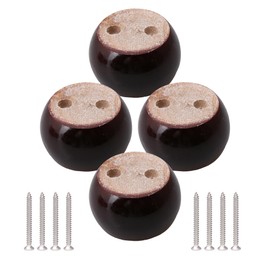 SHANOER 4pcs 50mm Height Red Brown Eucalyptus Wood Round Bun Furniture Feet Sofa Cabinet Couch Legs