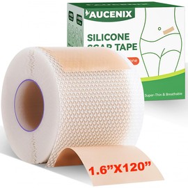 Silicone Scar Sheets Face Tape: 1.6''x120'' Scar Tape for Surgical Scars - Medical Grade Wrinkles Patches -Reusable Strips Scar Removal Treatment C-Section Keloid Burn Tummy Acne Wounds Recovery