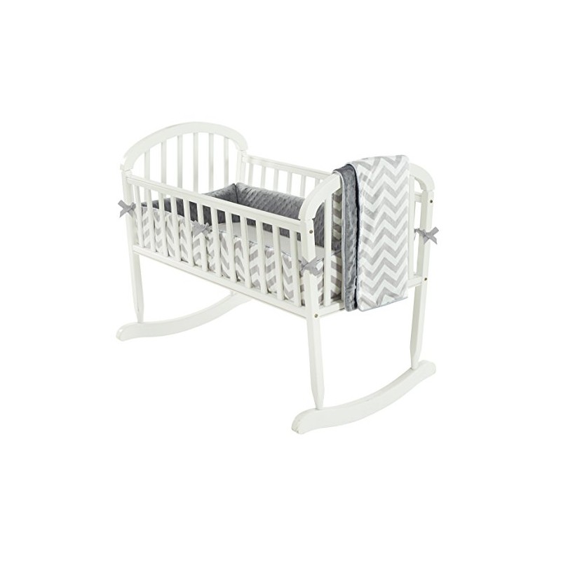 Baby Doll Minky Chevron Cradle Bedding Set, Grey