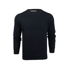Mens Crew Neck Tipped Cotton Knit Jumper by Ben Sherman (Navy) XXL