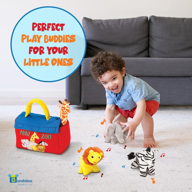 Bundaloo Plush Farm Animal Toys with Realistic Sounds - Plushie