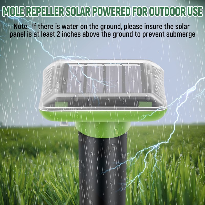HiAnifri Ultrasonic Mole Repellent Outdoor, Solar-Powered Gopher Mole Repellent for