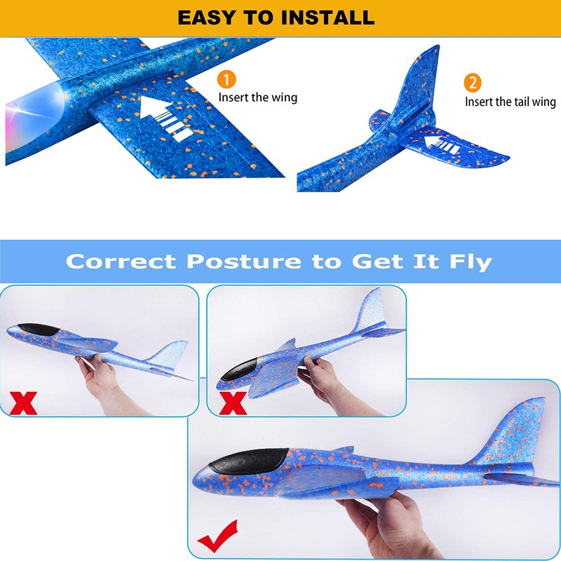 BAIVYLE 3 Pack 18.9" Throwing Foam Airplane Toy for Ages