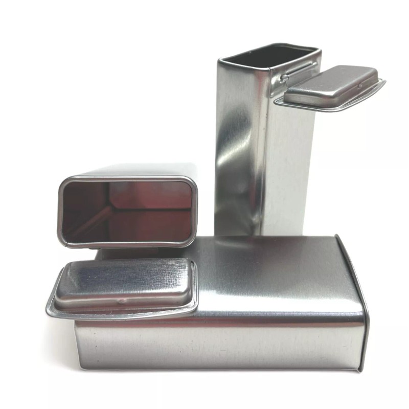 MagnaKoys® MagnaKoys Rectangular Silver Metal Hinged Lid Tin Containers (3