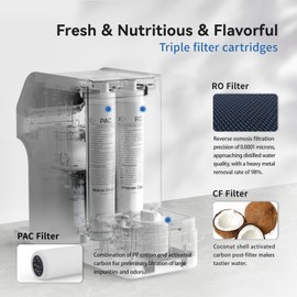 Waken Electric C11S Reverse Osmosis Water Filtration System Countertop 200oz Water Tank 4:1 Pure to Drain 8 Stage RO Filter No Installation for Home Apartment Condo RV