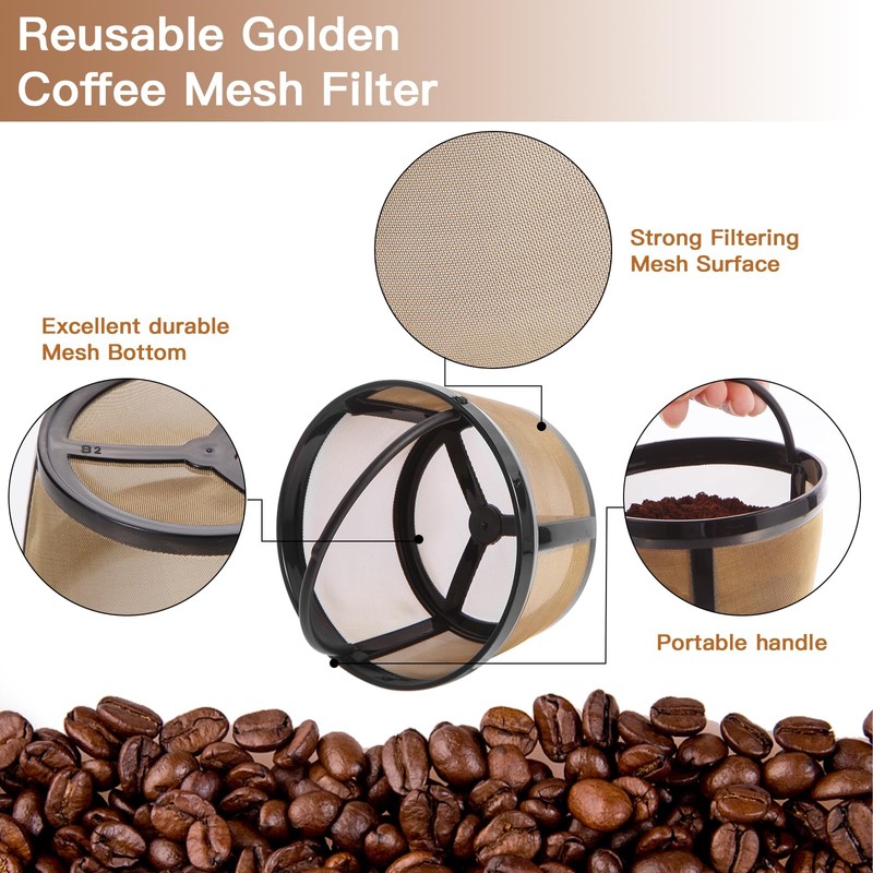 Reusable Coffee Filter for Mr. Coffee 10-12 Cup Basket-Style Coffeemakers（pack