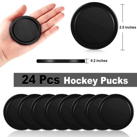 Coopay 24 Pieces Home Air Hockey Pucks 2.5 Inches Heavy Replacement Pucks for Game Tables Equipment Accessories, 12 Grams (Black)