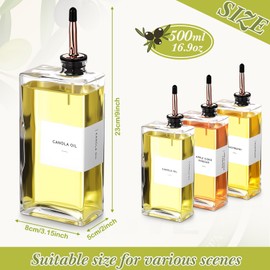 Reallnaive 3 Sets Olive Oil Dispenser Bottles for Kitchen with Nozzles Funnel Labels Cooking Oil Dispenser 500ml Set for Kitchen Vinegar Coffee Syrup (Rose Gold)