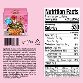 PALDO FUN & YUM Volcano Carbonara Creamy Spicy Chicken Noodle, 4.59 Ounce (Pack of 4)