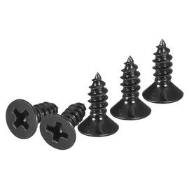 100Pcs #6x3/8 Flat Head Wood Screws, 304 Stainless Steel Phillips Self Tapping Screws - Good for Woodworking, Furniture - Black