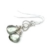 Green Amethyst Earrings Sterling Silver Prasiolite Gemstones Teardrops