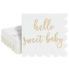 50 Pack 5x5 Inch White Scalloped Napkins with Gold Foil