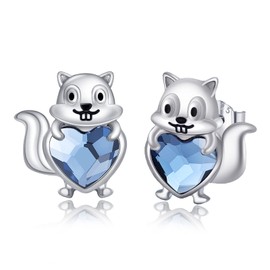 Animal Earrings 925 Sterling Silver Hypoallergenic Cute Earrings Animal Jewellery for Girls Women, Sterling Silver, Crystal