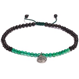 XHUUU Relaxing Gifts Natural Lava Stone/Green Agate Beaded Anklet Essential Oil Diffusers Tree of Life Ankle Bracelets for Women Evil Eye Protection Good Luck Jewelry Amulet