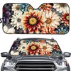 TOADDMOS Car Windshield Sunshade Boho Dahlia Mandala Floral Flowers Blocker