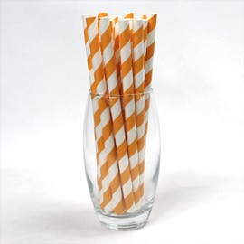 Yellow & White Striped Paper Straws (10mm x 200mm) - Pack Size 200 - FSC Certified/Food Safe/PFAS Free/Biodegradable/Eco-Friendly/Durable/Ideal for Milkshakes & Smoothies